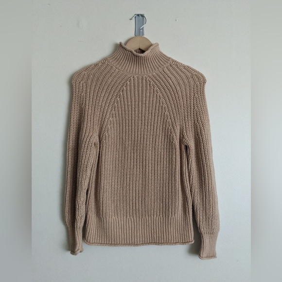 J. Crew Sweaters - J. Crew Tan Cowl Neck Sweater Ribbed Knit